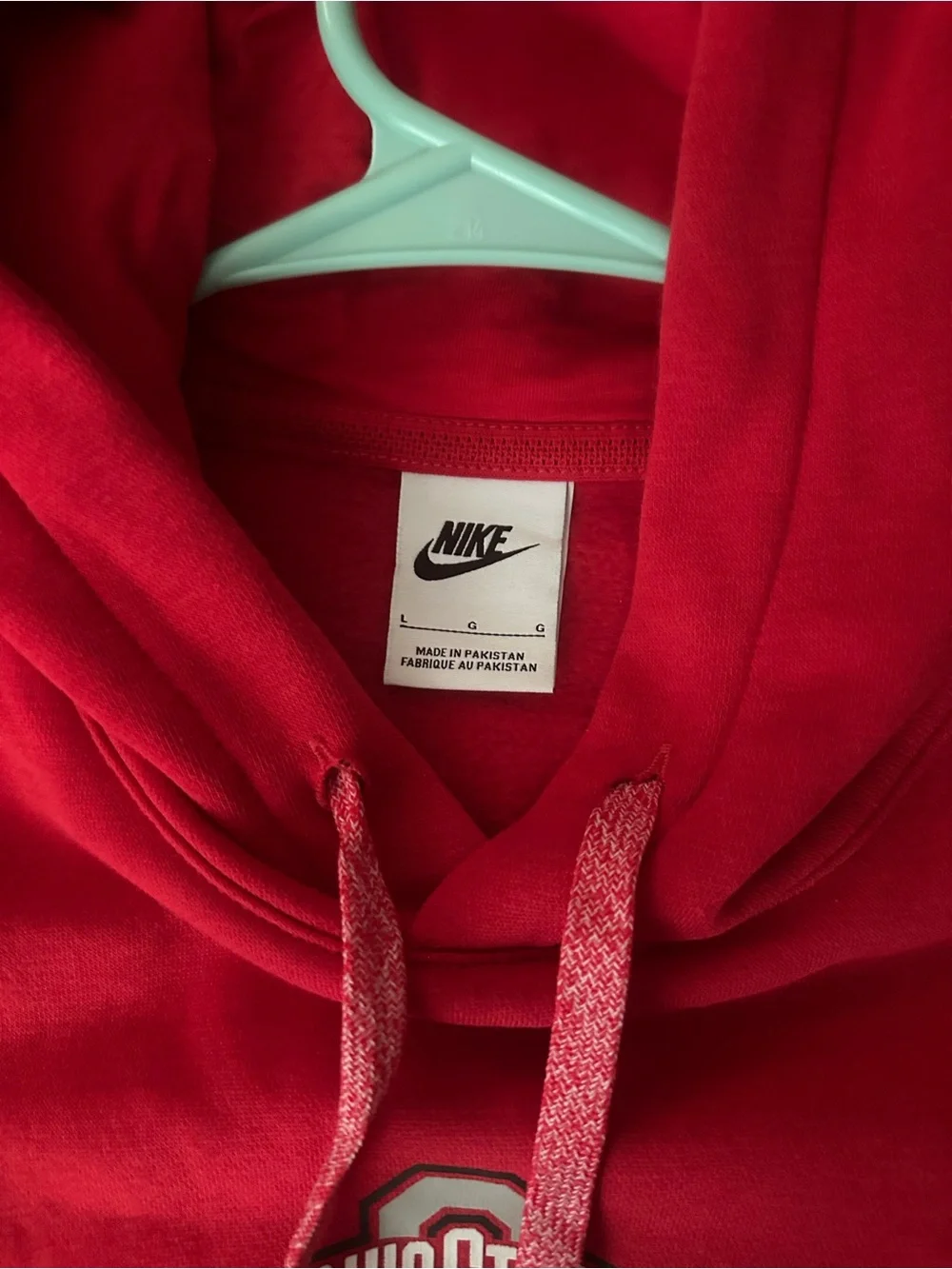 Nike Red Crewneck Hoodie with Gray Sleeve Panels